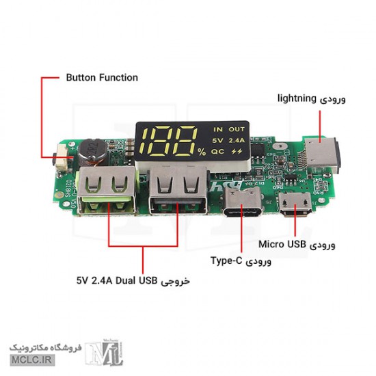ماژول شارژر پاور بانک H961 با نمایشگر دیجیتال ماژول الکترونیکی