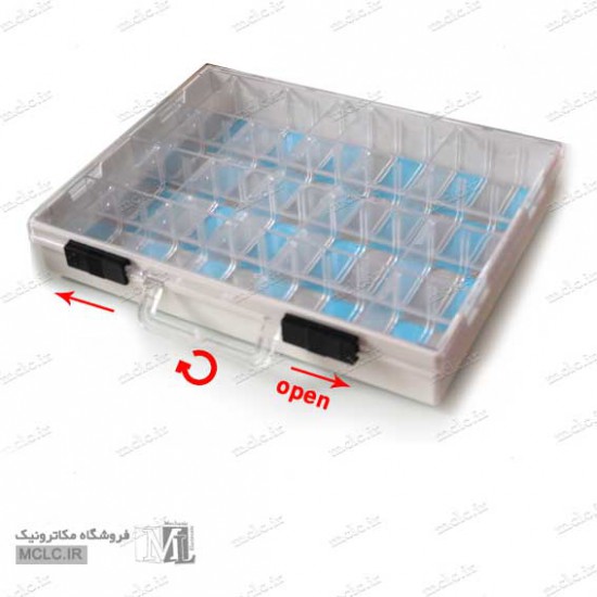 جعبه قطعات کیفی 24 خانه درب شفاف کریستالی ابزار و تجهیزات الکترونیک
