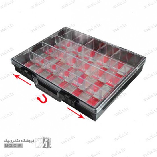 جعبه قطعات کیفی 24 خانه درب شفاف کریستالی ابزار و تجهیزات الکترونیک