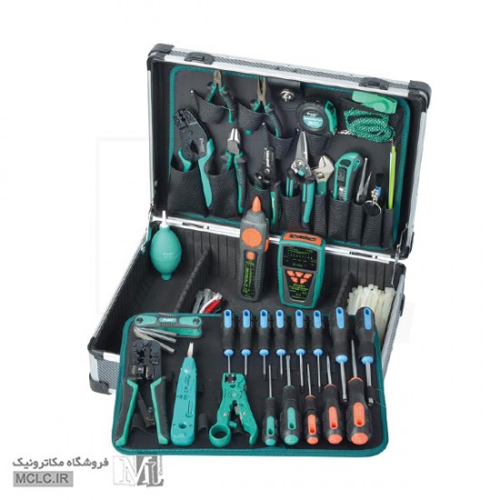 کیف ابزار شبکه پروسکیت PK-1938M2 - کیف ابزار با لوازم ابزار و تجهیزات الکترونیک