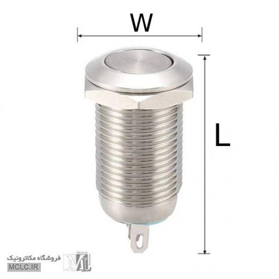 کلید پاور استیل گرد فشاری 12A-P11Z کلید سوئیچ باتوم