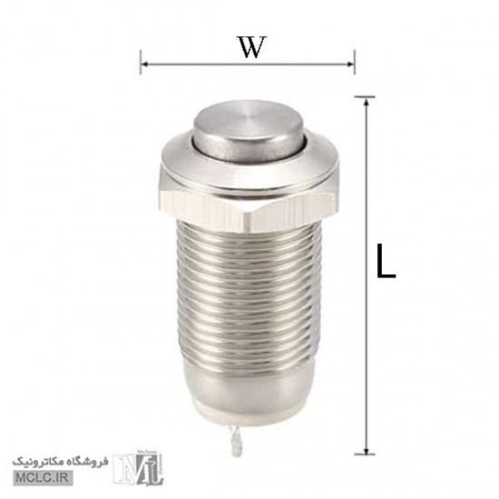 شستی استیل گرد فشاری قطر 16 میلی متر 16C-G10 کلید سوئیچ باتوم