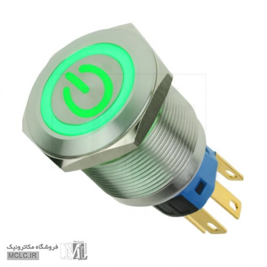 کلید استیل ضد آب چراغدار قطر 22mm مدل 22A-P11DZ/EDY قطعات برق صنعتی