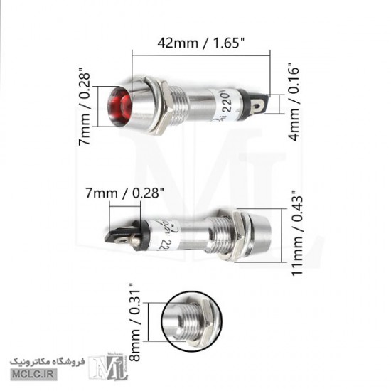 چراغ سیگنال قرمز بدنه فلزی 12VDC مدل XD8-1 LED چراغ سیگنال قرمز بدنه فلزی 12VDC مدل XD8-1 LED