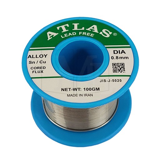 خرید مشخصات قیمت LEAD FREE SOLDER WIRE ATLAS 0.8mm 100g