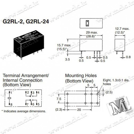 رله کتابی OMRON G2RL-2 | 12V 2C 8A رله ها