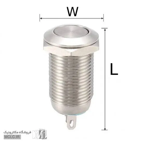 شستی استیل گرد فشاری قطر 19 میلی متر 19C-P10 کلید سوئیچ باتوم