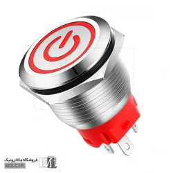 کلید استیل چراغ دار قرمز پاوری 19C-P10DZ/EDY قطر 19