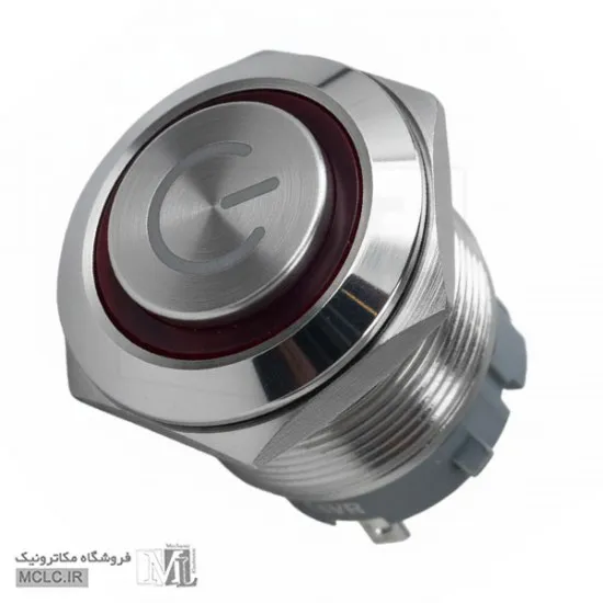 شستی پاور استیل گرد فشاری چراغ دار 22C-G10D/EDY کلید سوئیچ باتوم