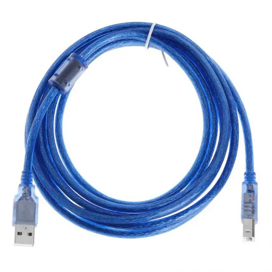 کابل پرینتر USB2.0 A/M شیلدار آبی 5 متری سیم، کابل و مجموعه سیم