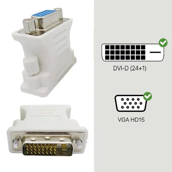 تبدیل DVI نری به VGA مادگی - سفید سیم، کابل و مجموعه سیم