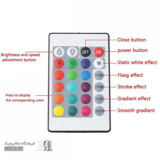 ریموت مادون قرمز RGB - یدکی 