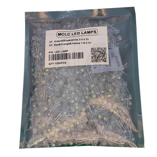 LED کلاهی سفید چیپ بزرگ | دو چیپ مارک MCLC LED LAMPS بسته 1000 عددی