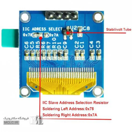ماژول نمایشگر OLED 64 x 128 آبی 0.96 اینچ 