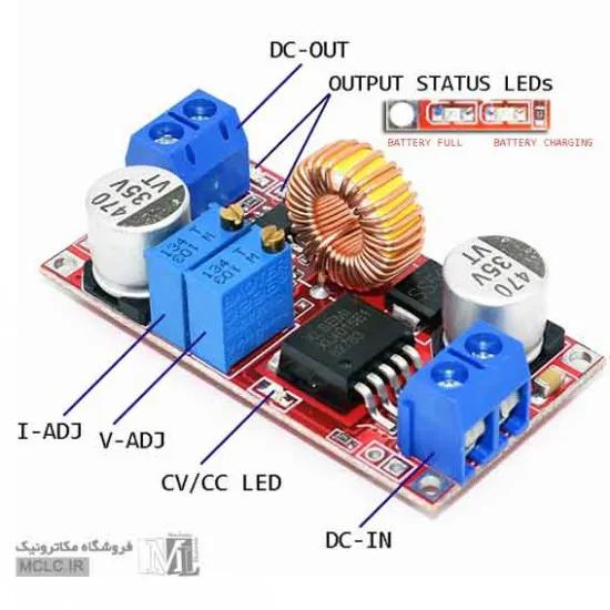 ماژول منبع تغذیه متغیر XL4015 با قابلیت تنظیم جریان و ولتاژ منابع تغذیه آداپتور ترانس