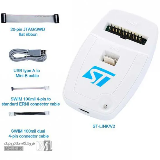 پروگرامر و دیباگر ST-LINK V2 جهت STM8 و STM32 مدل 2023 ابزار و تجهیزات الکترونیک