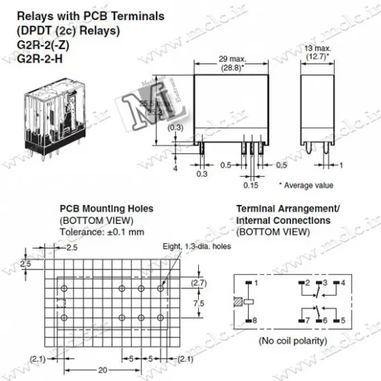 رله شیشه ای OMRON G2R-2 | 12V 2C 5A رله ها