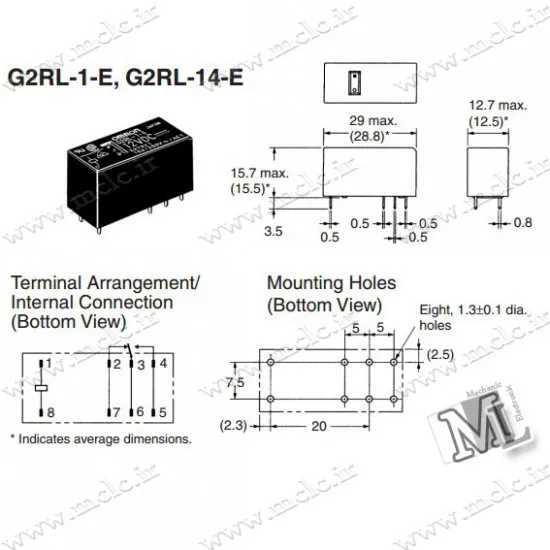 رله کتابی OMRON G2RL-1-E | 12V 1C 16A رله ها