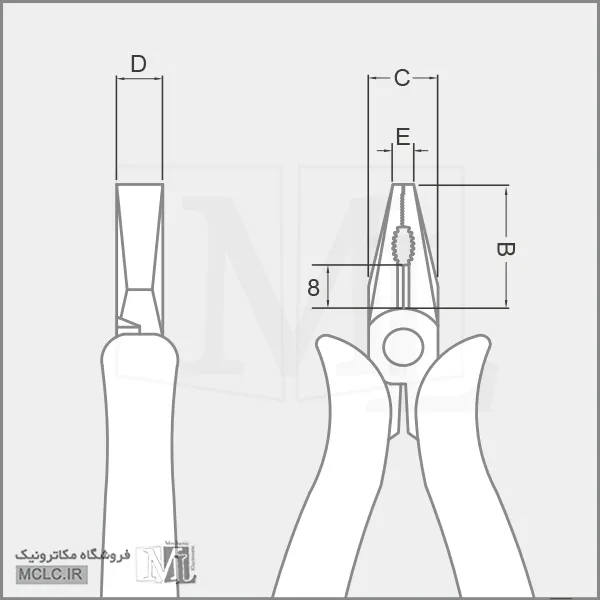ابعاد انبردست الکترونیکی دایکن DCP-125ED