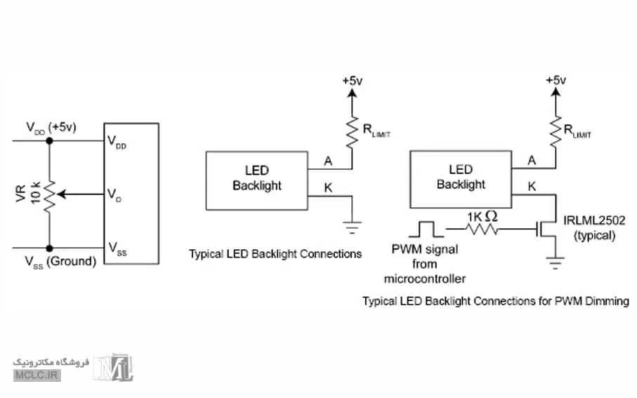 شماتیک راه اندازی LCD کاراکتری