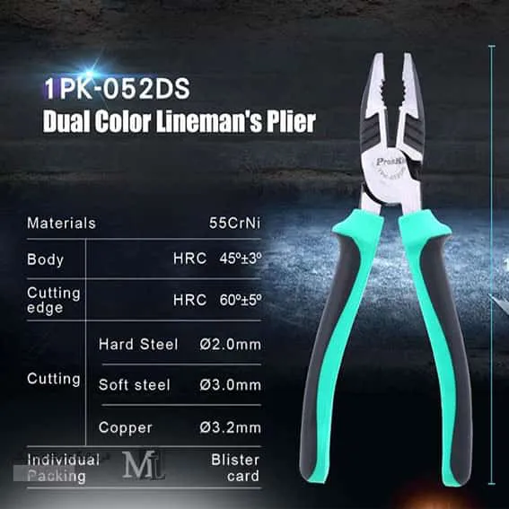 اندازه و جنس بدنه انبر دست پروسکیت 1PK-052DS