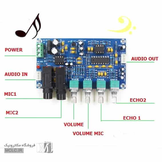راهنمای اتصالات ورودی و خروجی صدا و میکروفن در ماژول اکو XH-M173